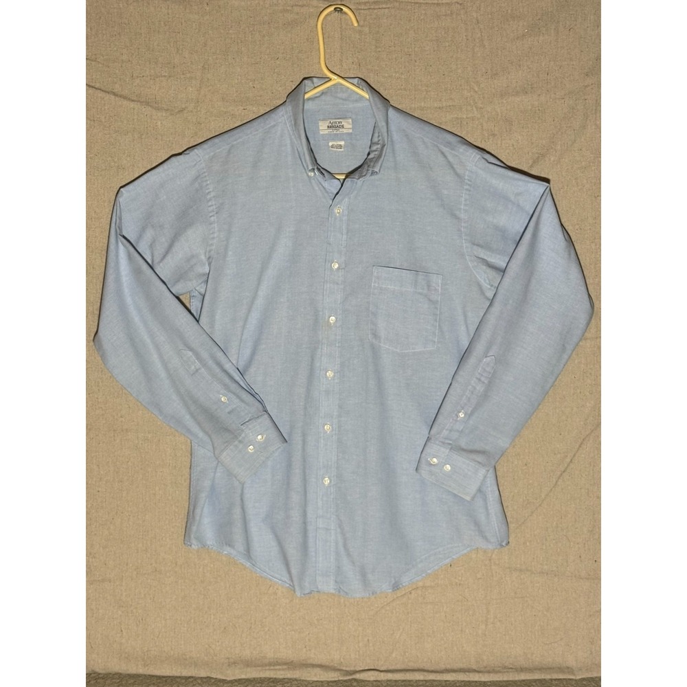 Vintage Arrow Brigade Fitted Oxford Cloth Shirt Mens 16.5 34/35 Blue USA Button